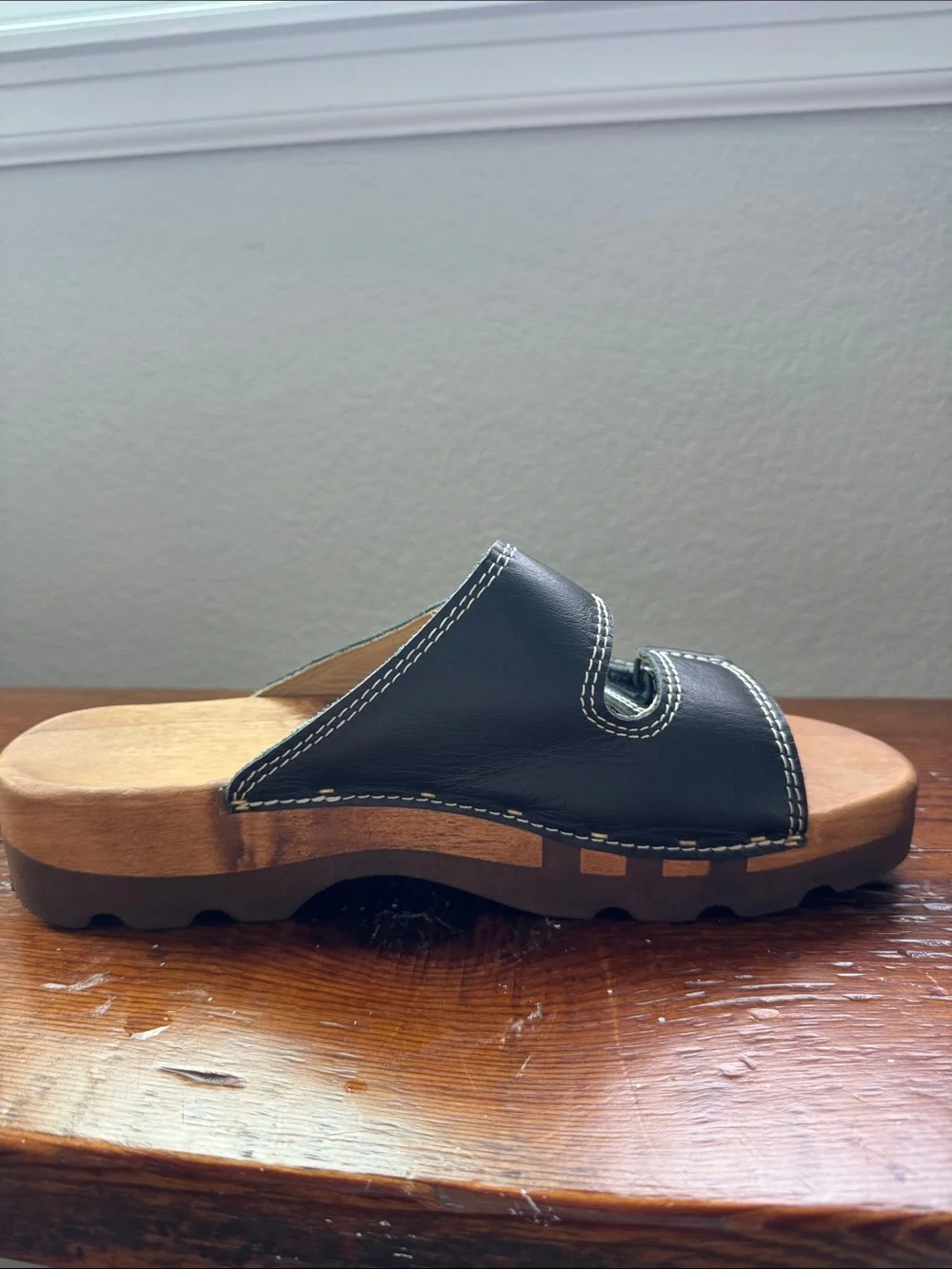 Woody Austrian Handmade Men’s Roman Clog Sandals Black Leather EU 43 / US 10